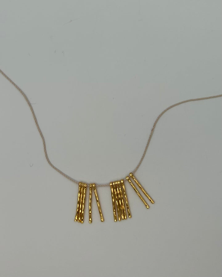 Tan Adjustable Necklace with Gold Dangles