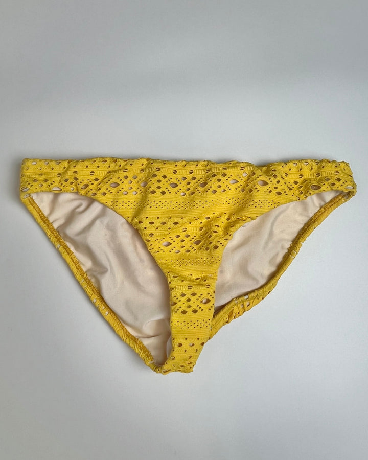 Yellow Eyelet Swim Bottom - Medium