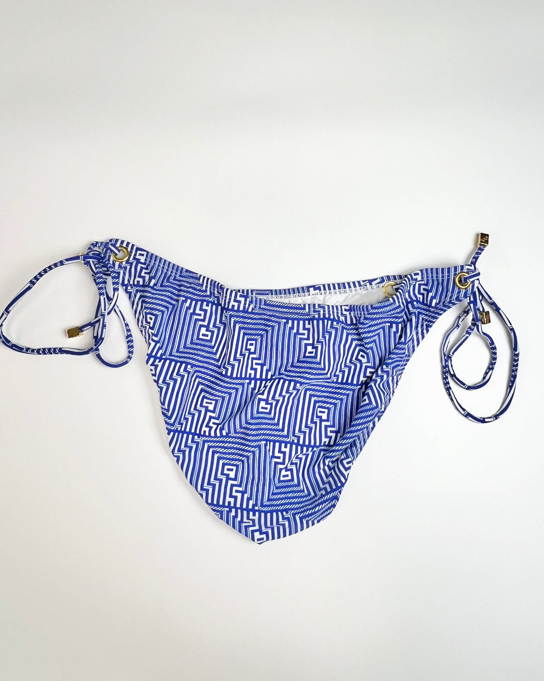 Royal Blue Abstract Swim Bottom With Side Ties - Small and Medium