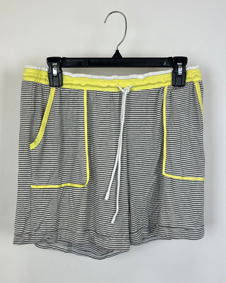 Grey Striped Lounge Shorts - Medium