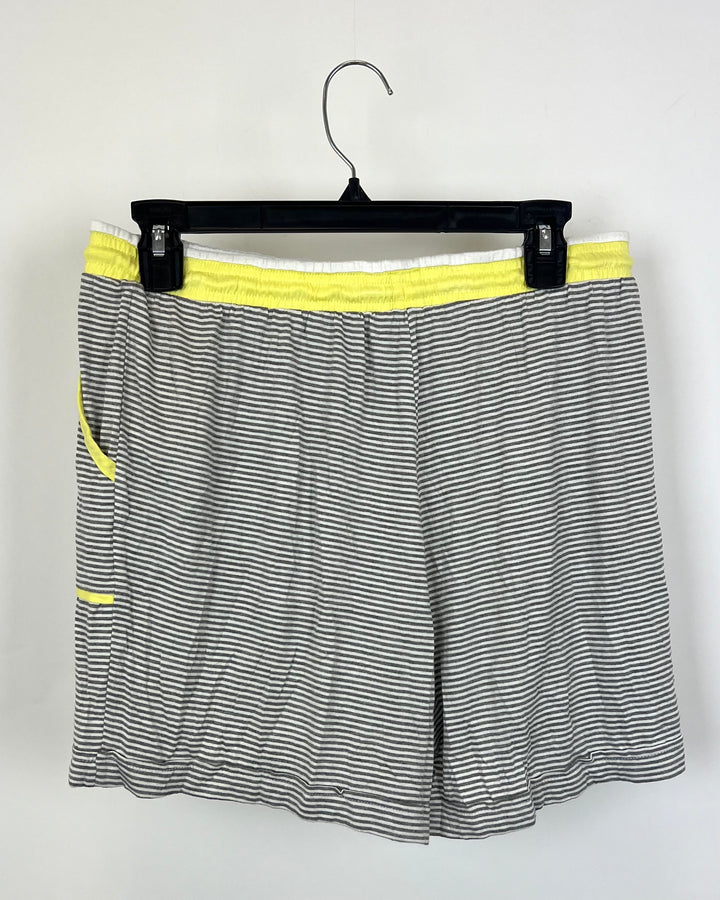 Grey Striped Lounge Shorts - Medium