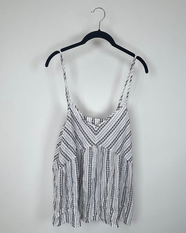 Blue and White Stripe Tank Top - 1X