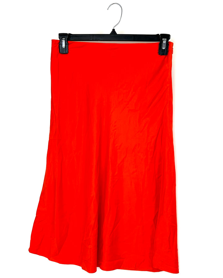 Bright Orange Midi Skirt - Small