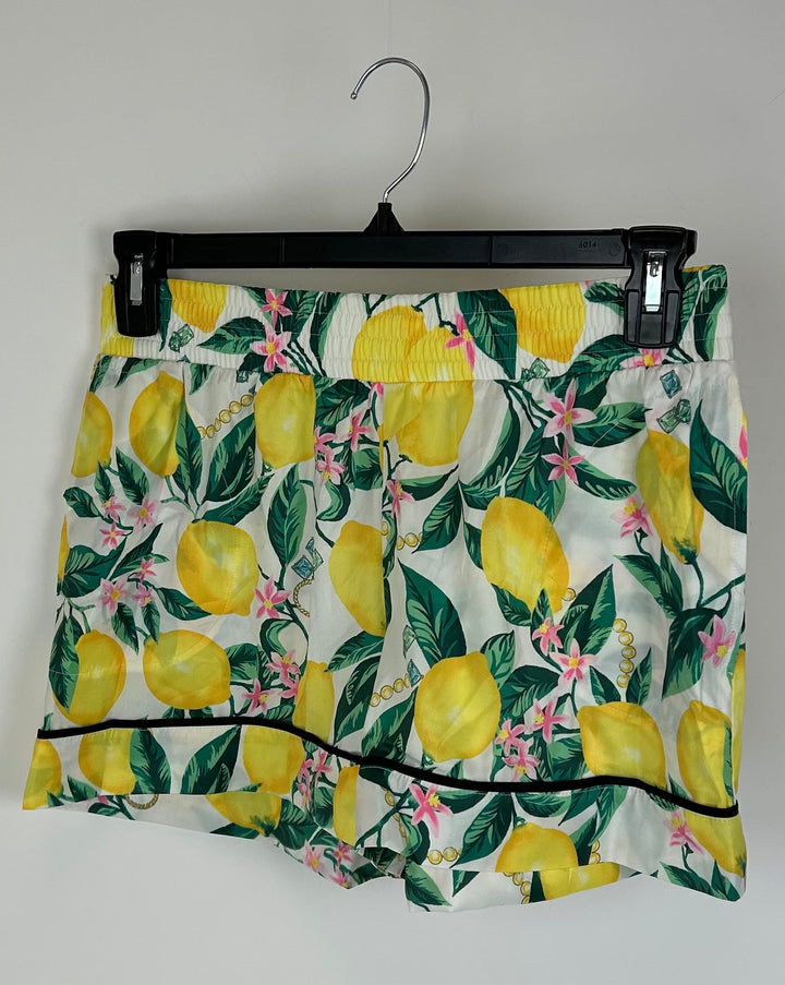 Lemon Print Pajama Bottoms - Small