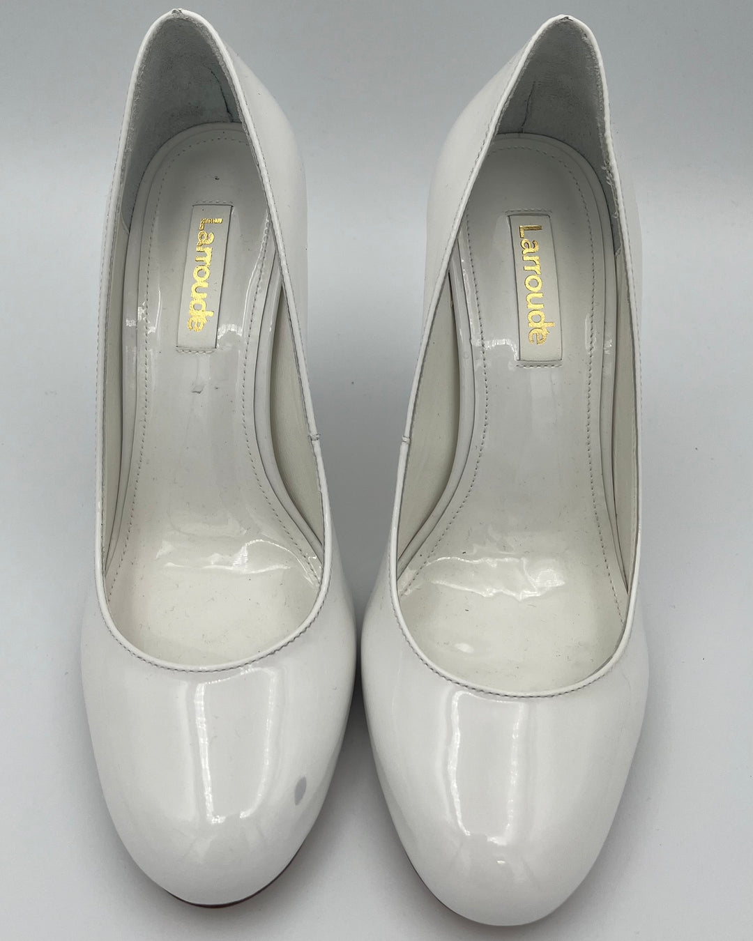 White Patent Leather Heel - Size 6.5