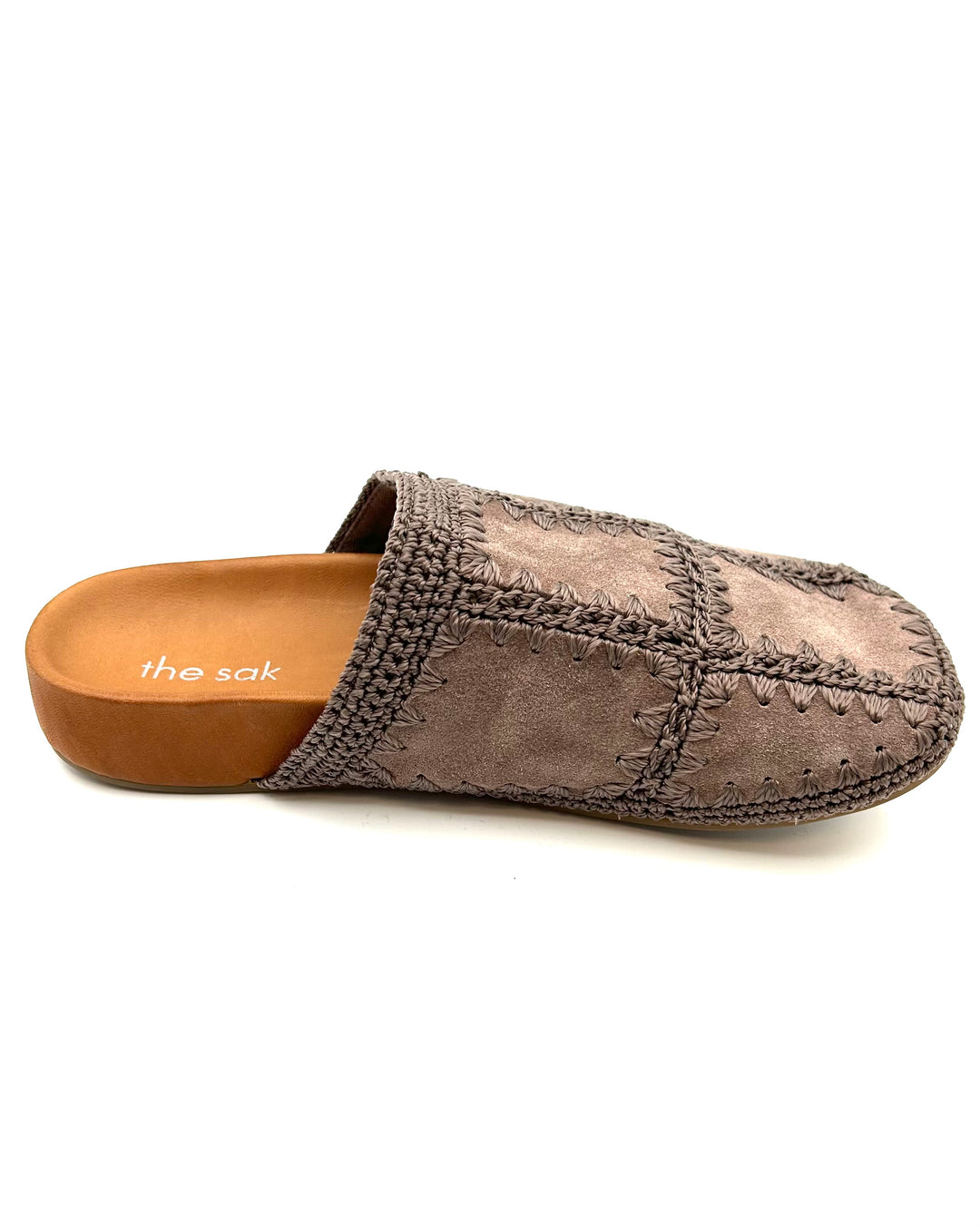 Taupe Leather & Crochet Clogs - Size 6