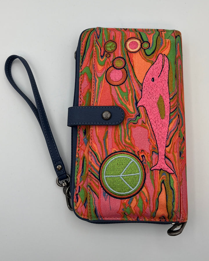 Bright Multicolor Dolphin Crossbody / Wristlet