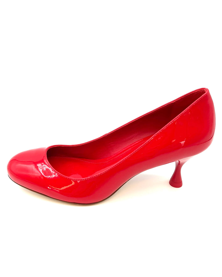 Red Patent Leather Kitten Heel - Size 6.5