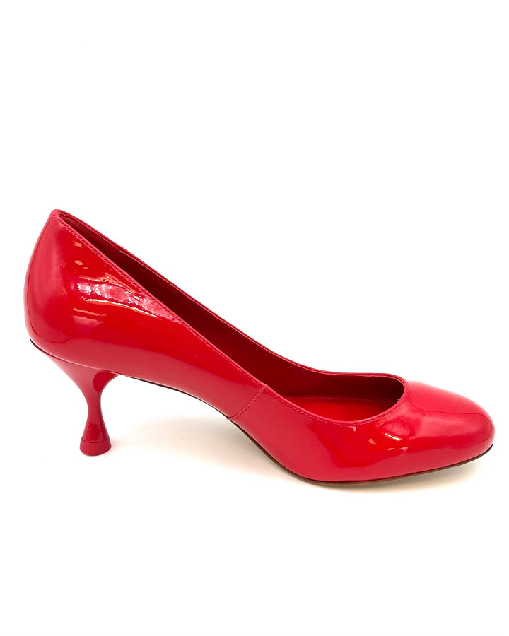 Red Patent Leather Kitten Heel - Size 6.5