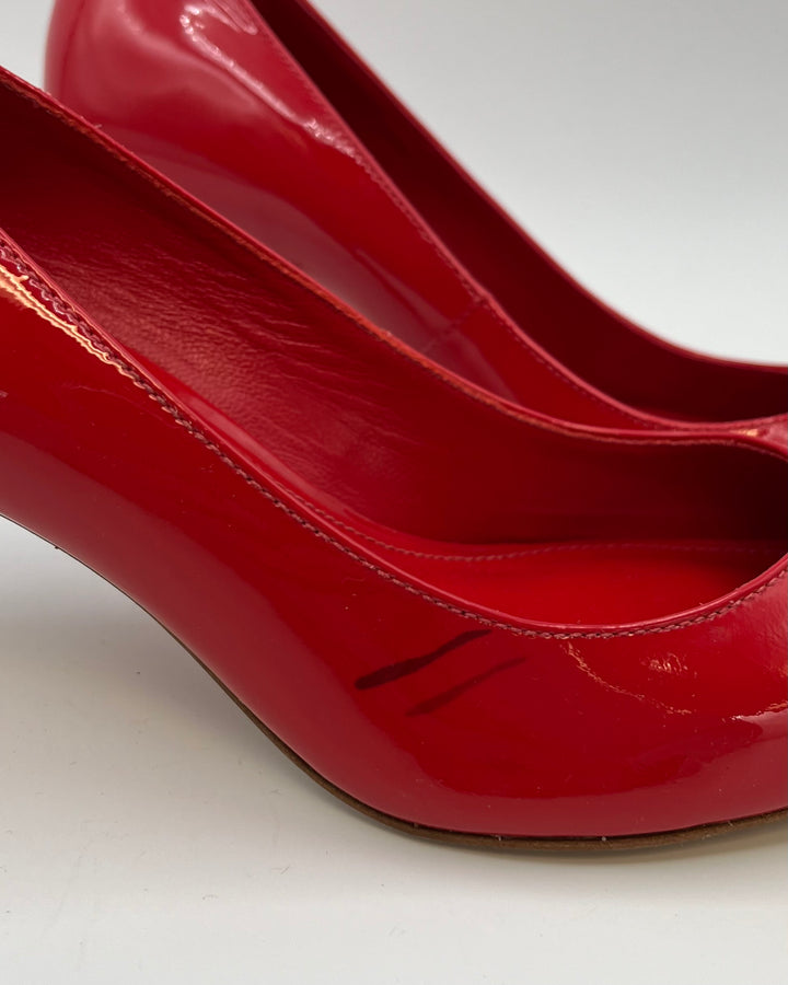 Red Patent Leather Kitten Heel - Size 6.5