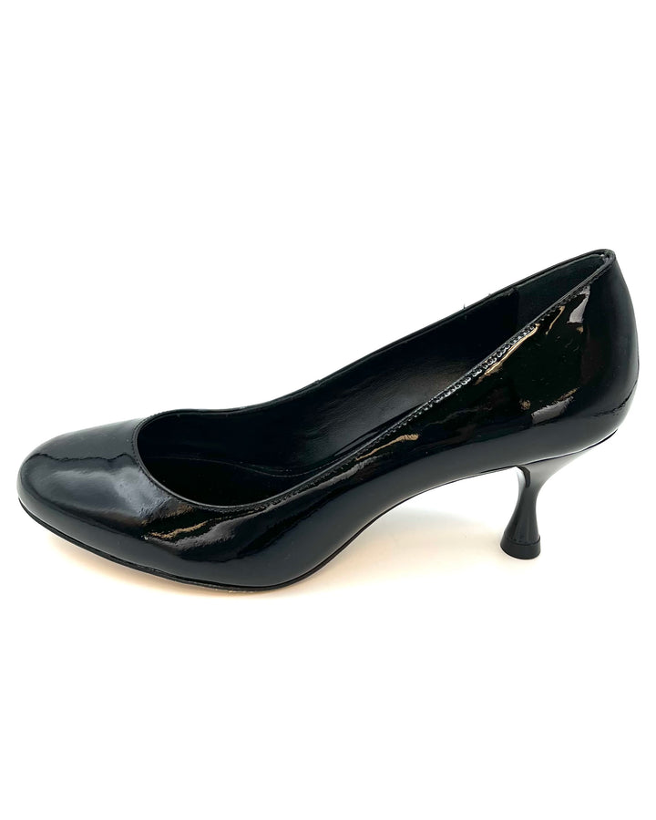 Black Patent Leather Kitten Heel - Size 6.5