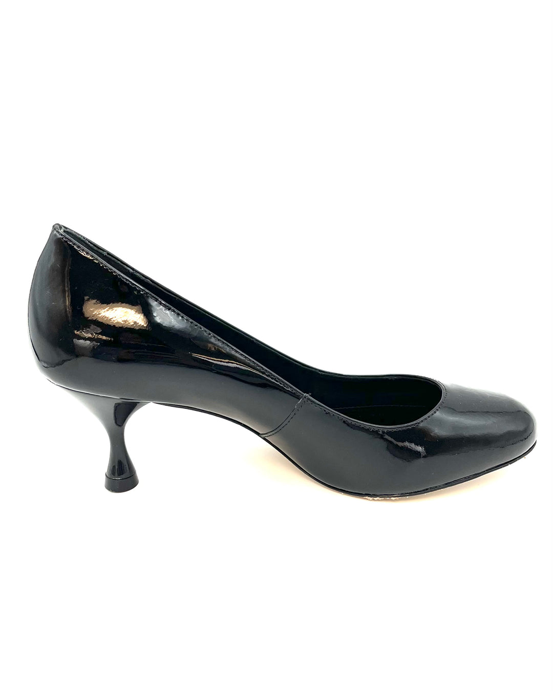 Black Patent Leather Kitten Heel - Size 6.5