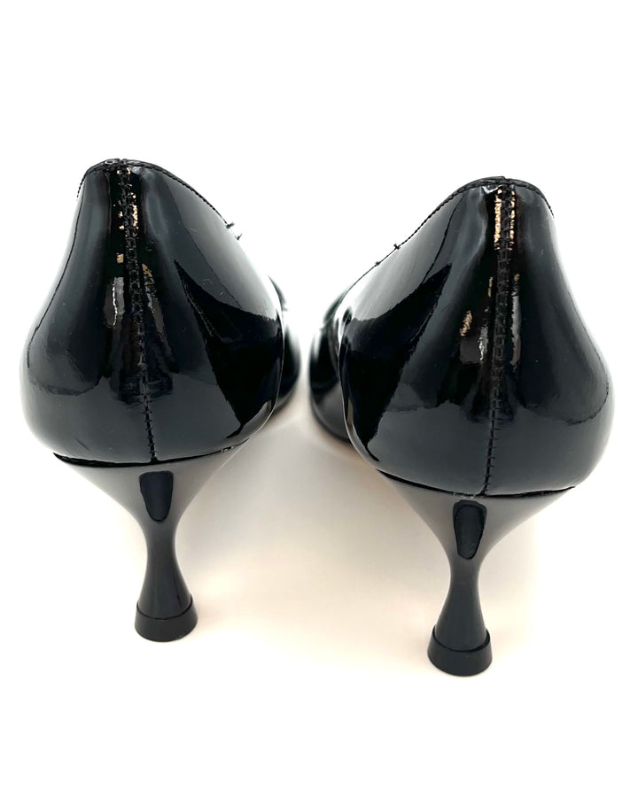 Black Patent Leather Kitten Heel - Size 6.5