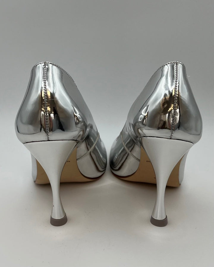 Silver Metallic Leather Heel - Size 6.5