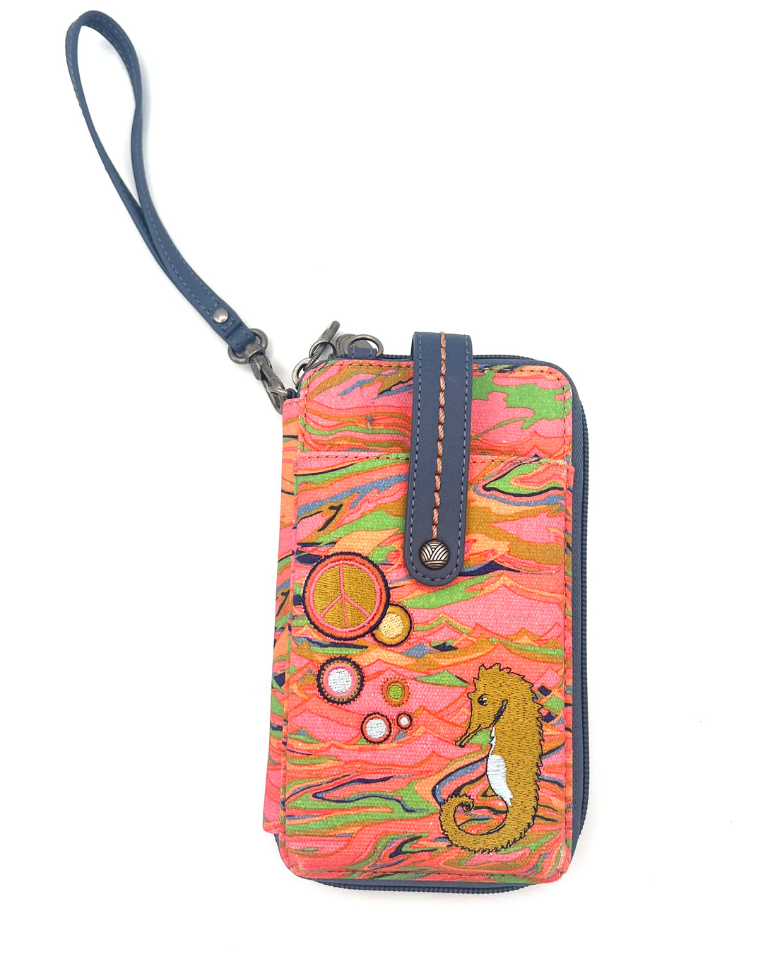 Bright Multicolor Seahorse Wristlet / Crossbody