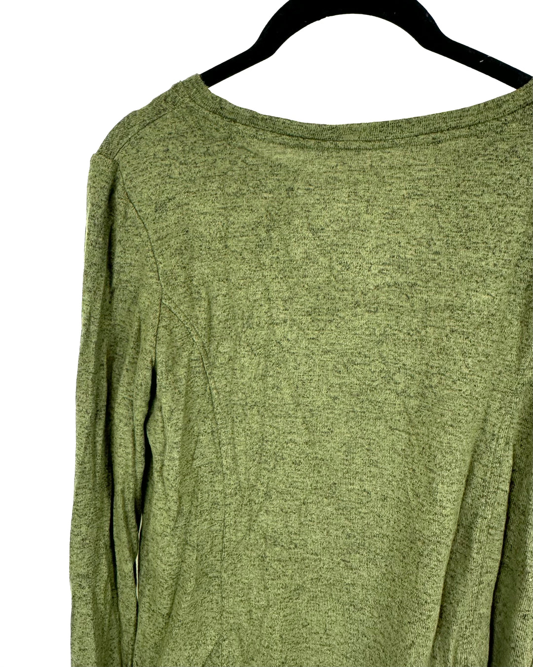 Olive Green Long Sleeve Crewneck Top - Small