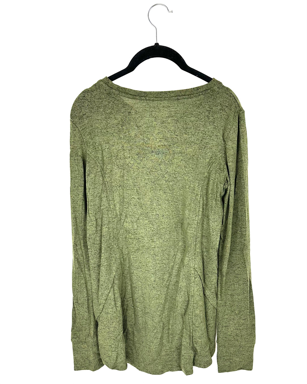 Olive Green Long Sleeve Crewneck Top - Small