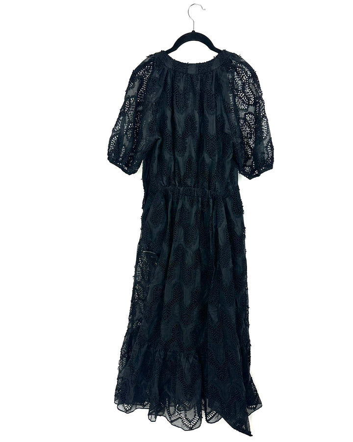 Black Lace Balloon Sleeve Dress - Size 4