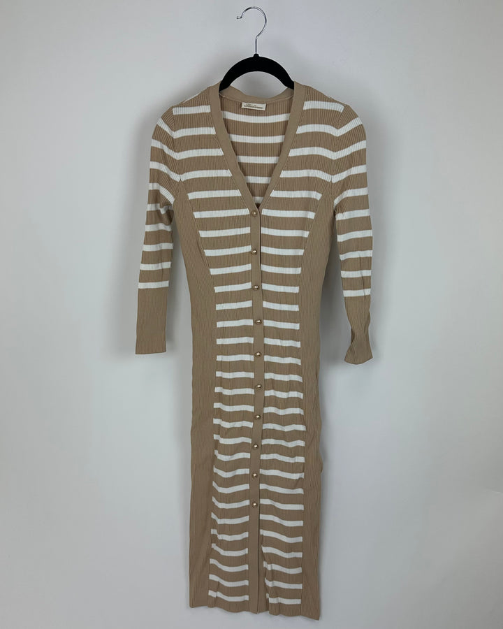 Tan And White Knit Dress - Size 4