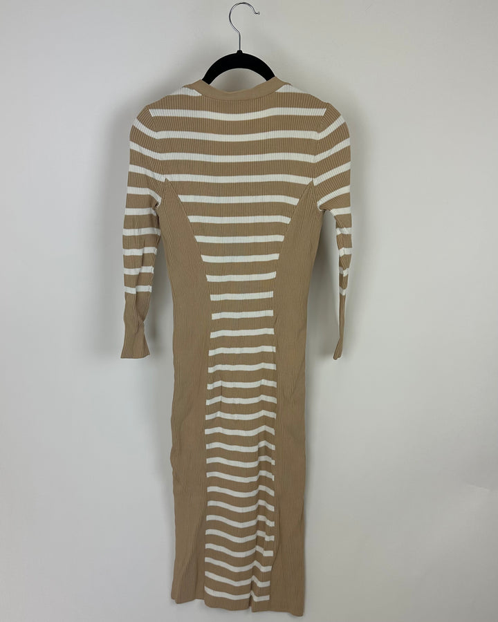 Tan And White Knit Dress - Size 4