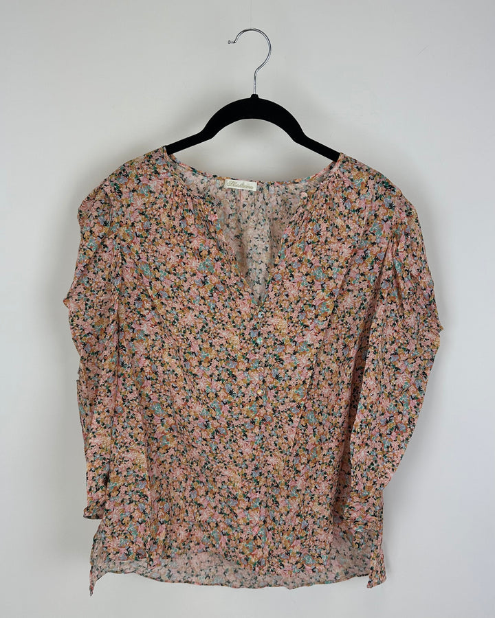 Pink Multicolored Floral Top - Size 6/8