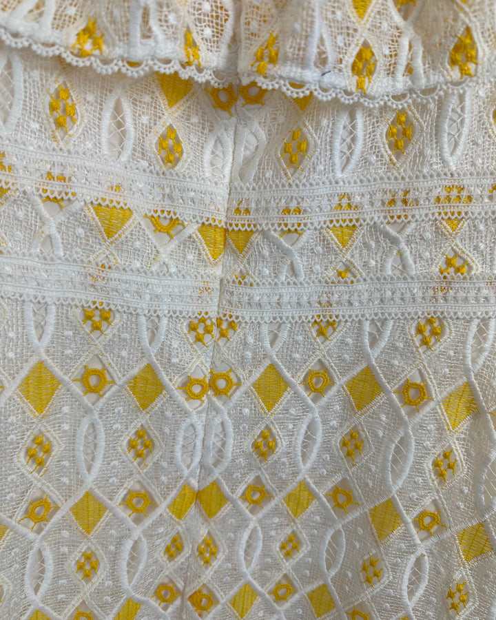 White And Yellow Off The Shoulder Dress - Size 4