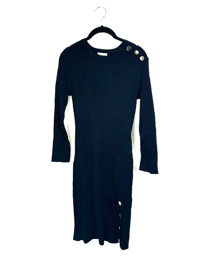 Black Long Sleeve Gold Detailed Dress - Size 4/6