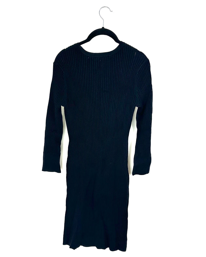 Black Long Sleeve Gold Detailed Dress - Size 4/6