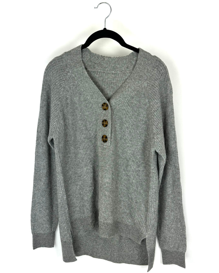 Gray V-neck Sweater - Size 6/8