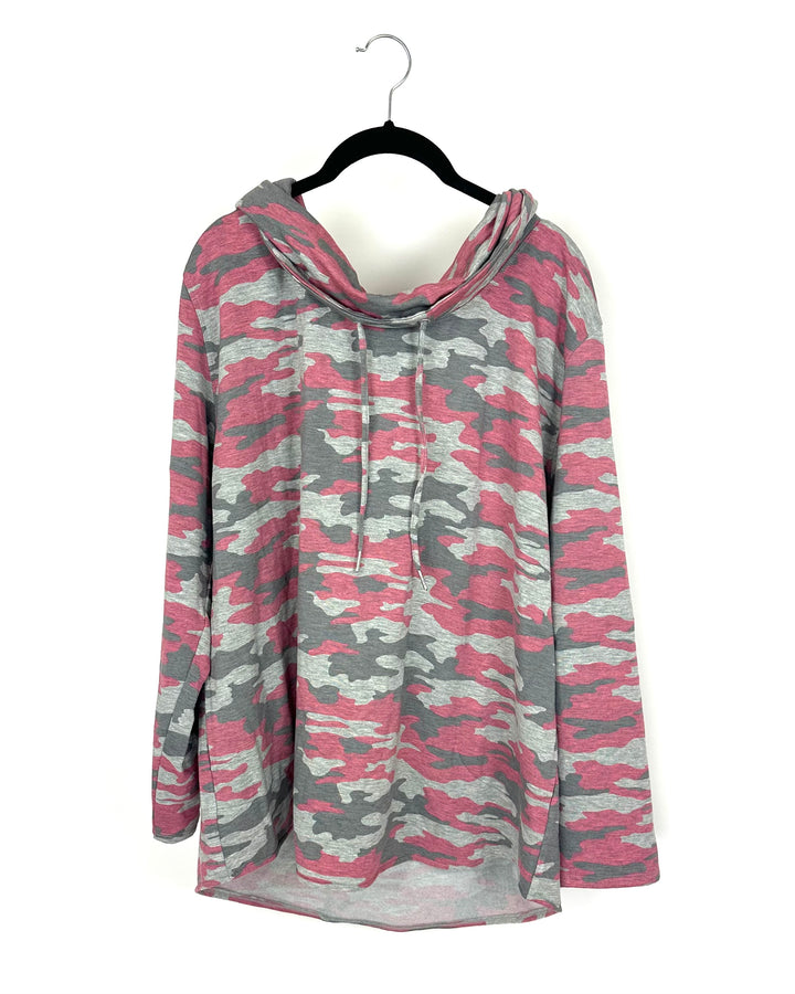 Pink and Grey Camo Sweatshirt - Large/Extra Large