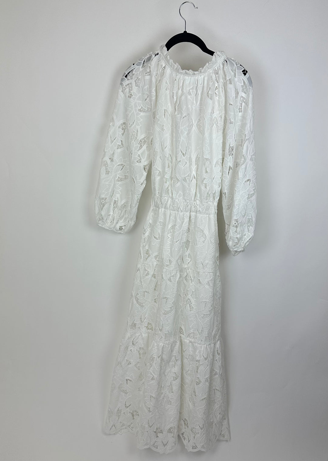 White Lace Long Sleeve Buttoned Dress - Size 4