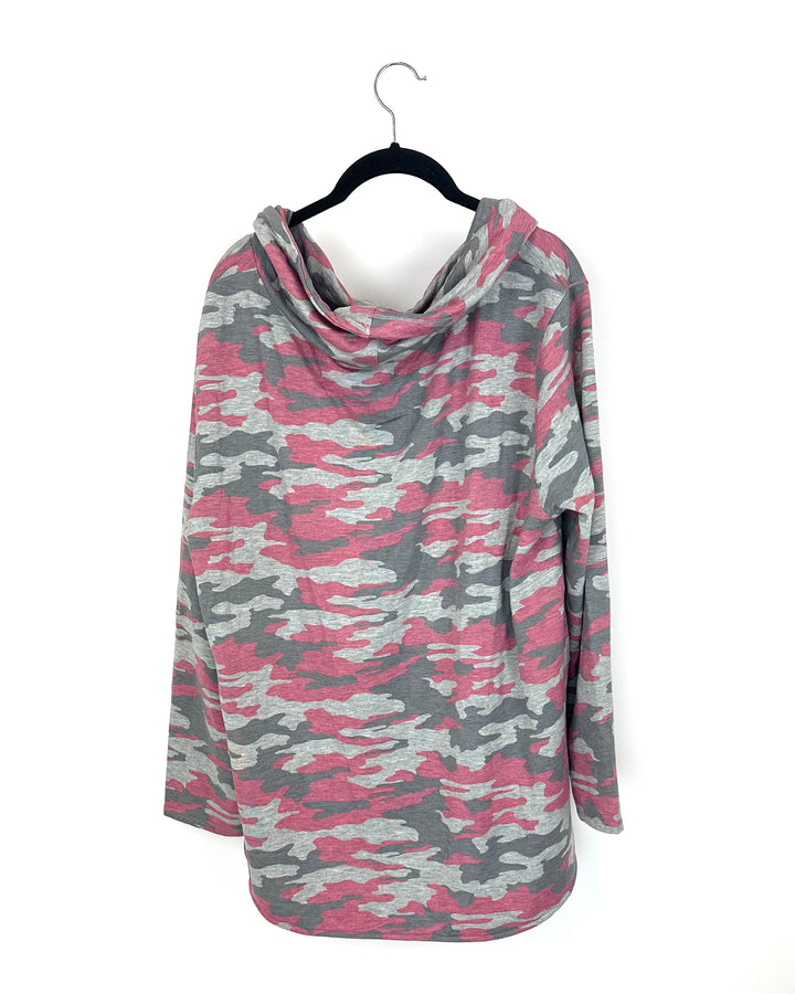 Pink and Grey Camo Sweatshirt - Large/Extra Large