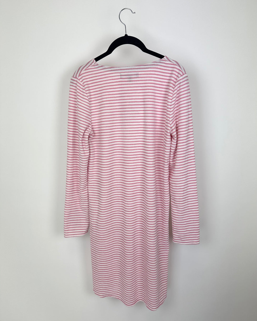 Pink Striped Grey Heart Nightgown - Small