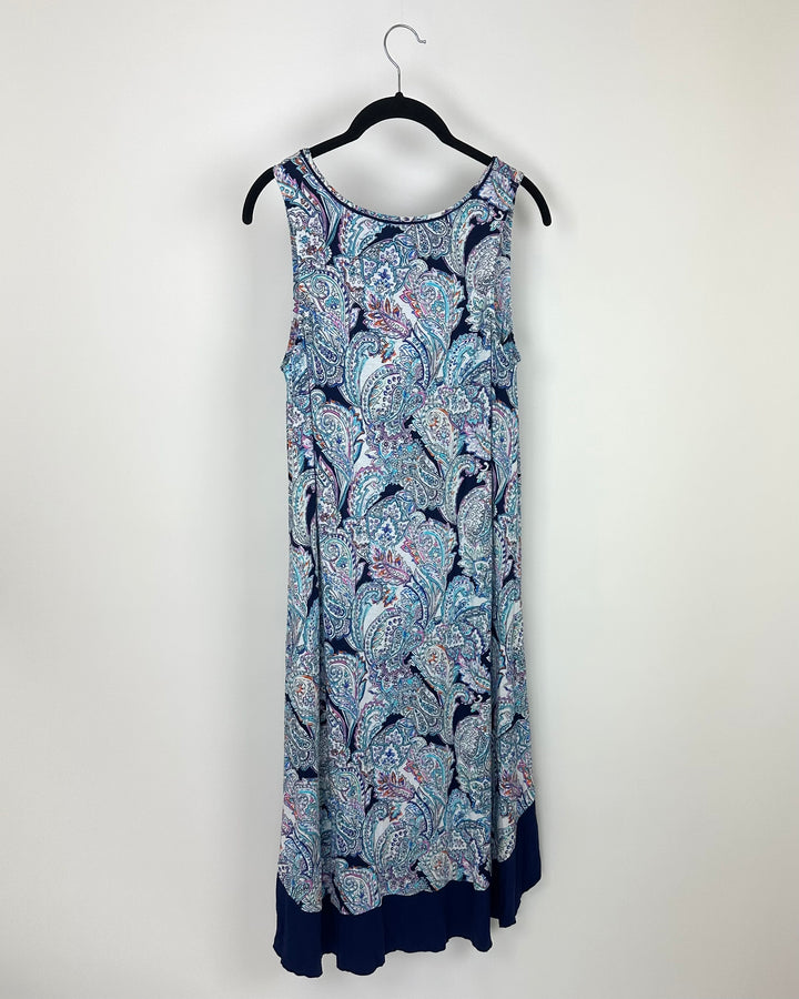 Blue Paisley Patterned Nightgown - Small