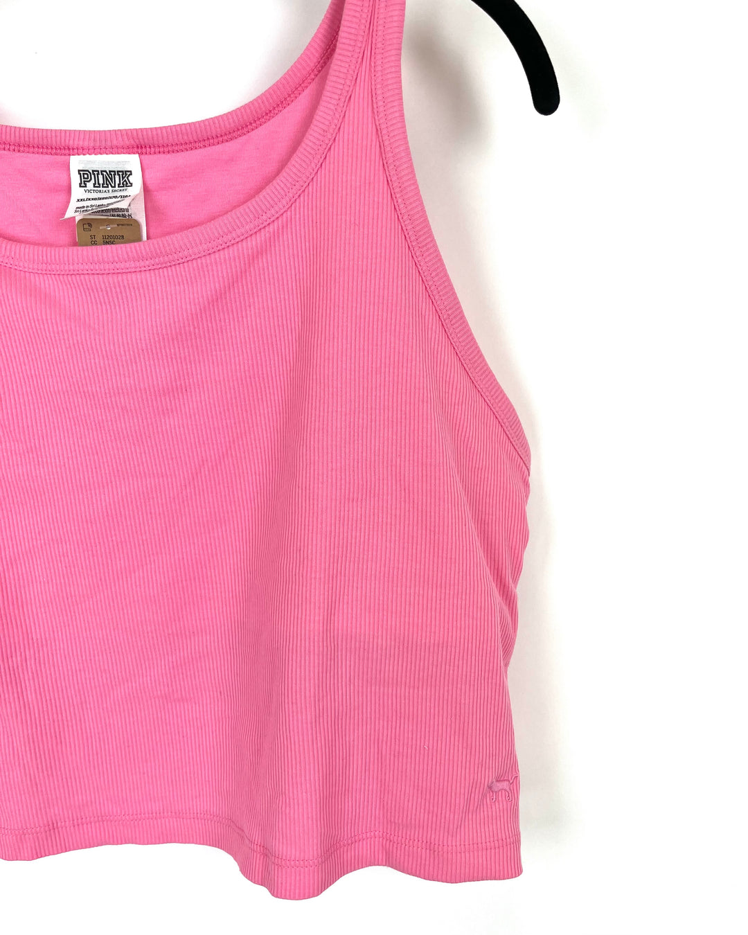 PINK Bubblegum Pink Ribbed Cropped Tank Top - Size 1X