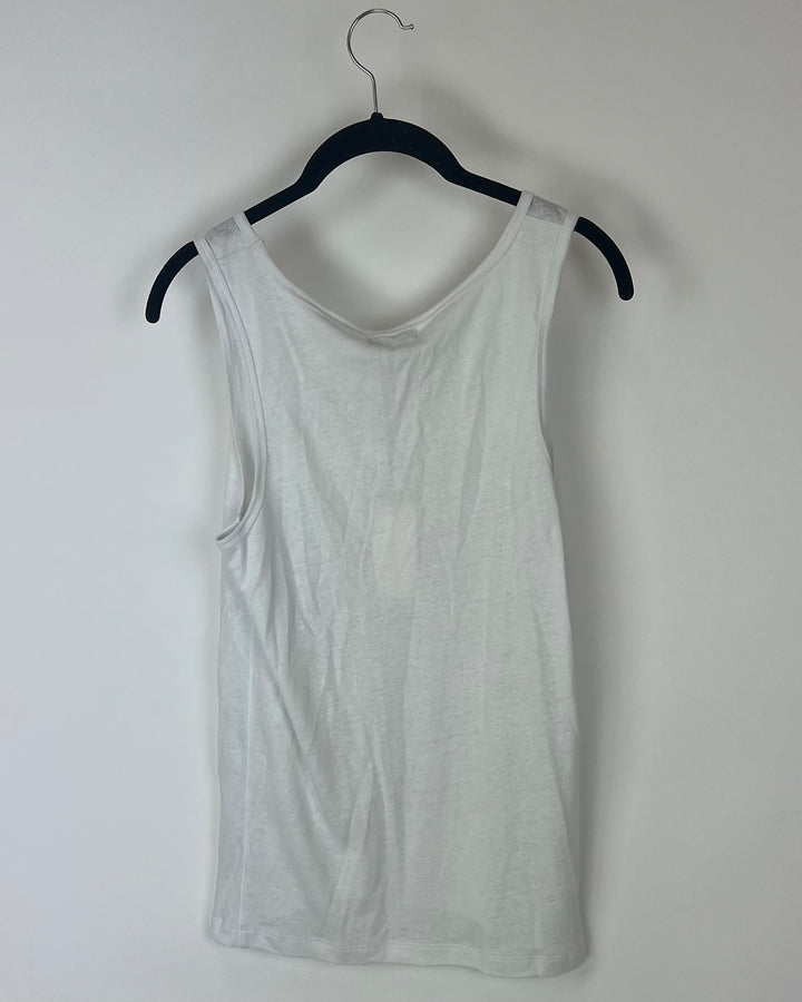 White V-Neck Tank Top - Small