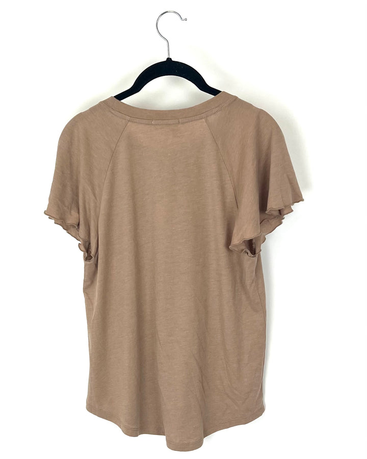 Tan Lightweight Flutter Sleeve T-Shirt - Small