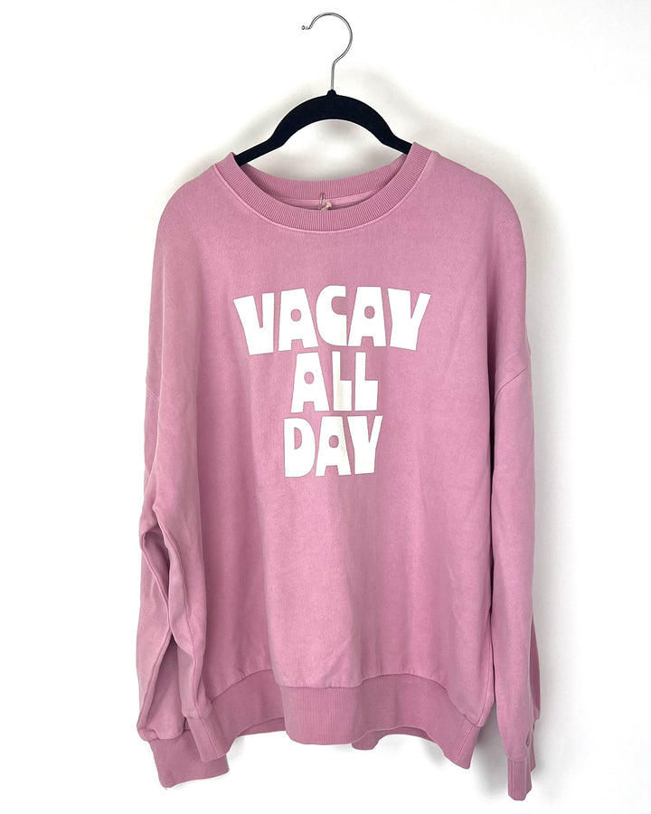 Pink Vacay All Day Crew Neck Sweatshirt - Small