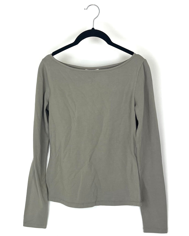 Tan Long Sleeve Boatneck Top - Small