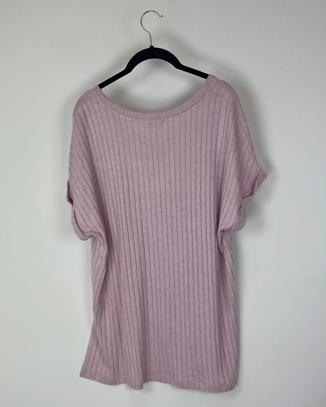 Soft Light Pink Ribbed T-Shirt - Size 4-6