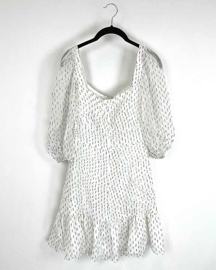 White And Metallic Mini Dress - Size 4/6