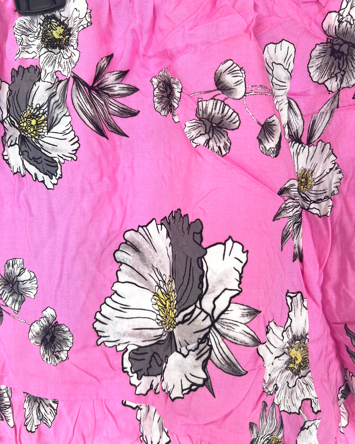 Pink and White Flower Print Sleep Shorts - Size 2-4