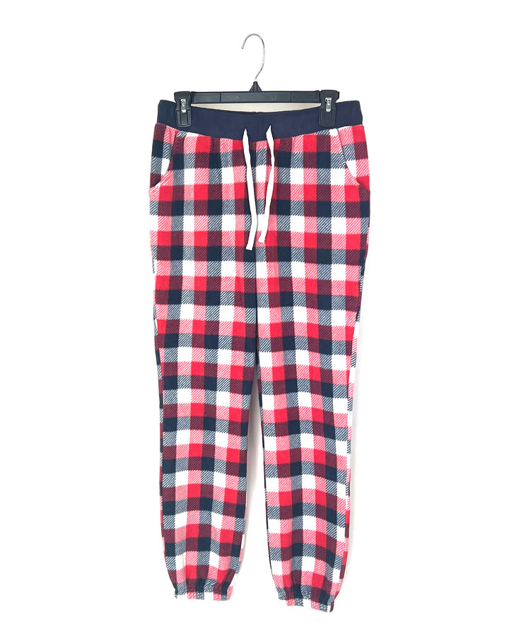 Red, White, and Blue Flannel Fleece Sleep Joggers - Size 2-4