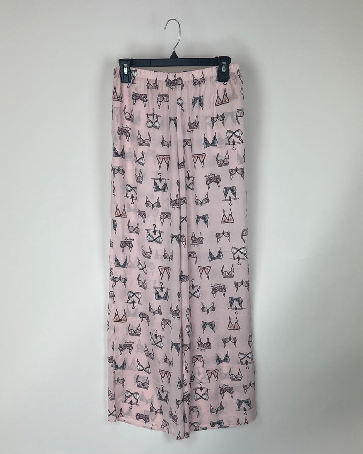 Light Pink Bra Print Sleep Pants - Size 2-4