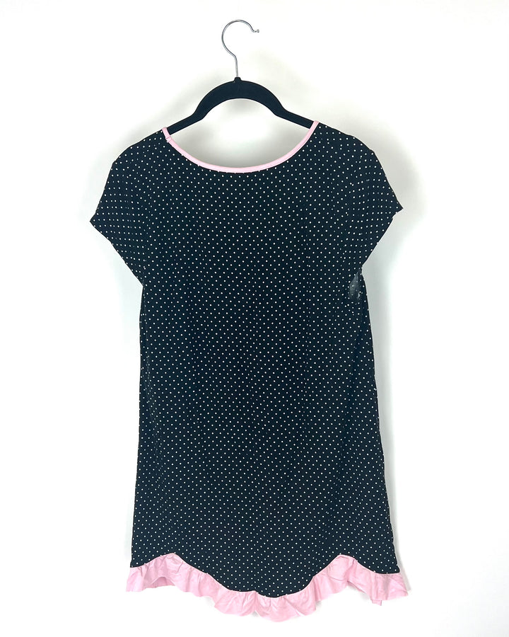 Black, White, and Pink Polka Dot Sleep Top - Size 4-6