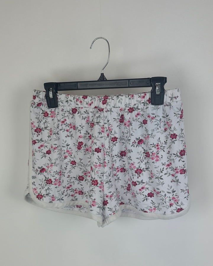 White Floral Pajama Shorts - Size 4/6