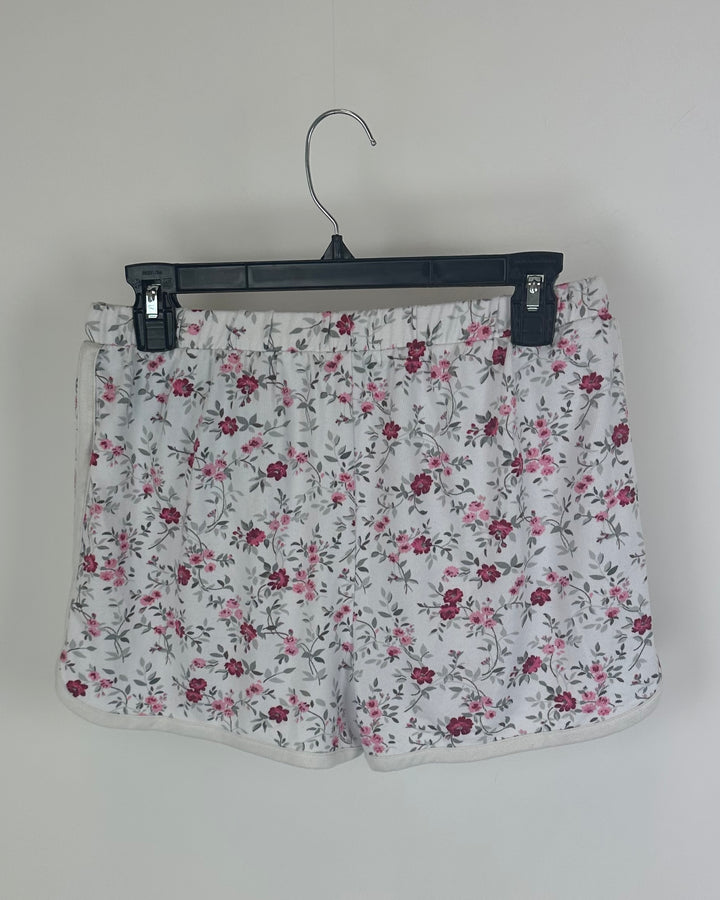 White Floral Pajama Shorts - Size 4/6