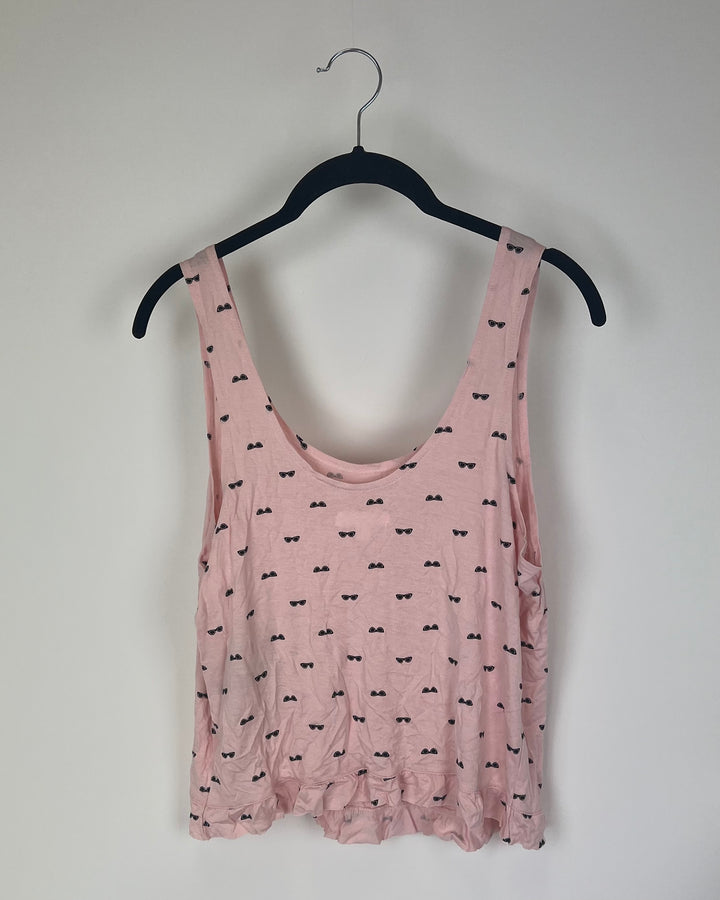 Light Pink Sunglass Print Sleep Tank - Size 4-6