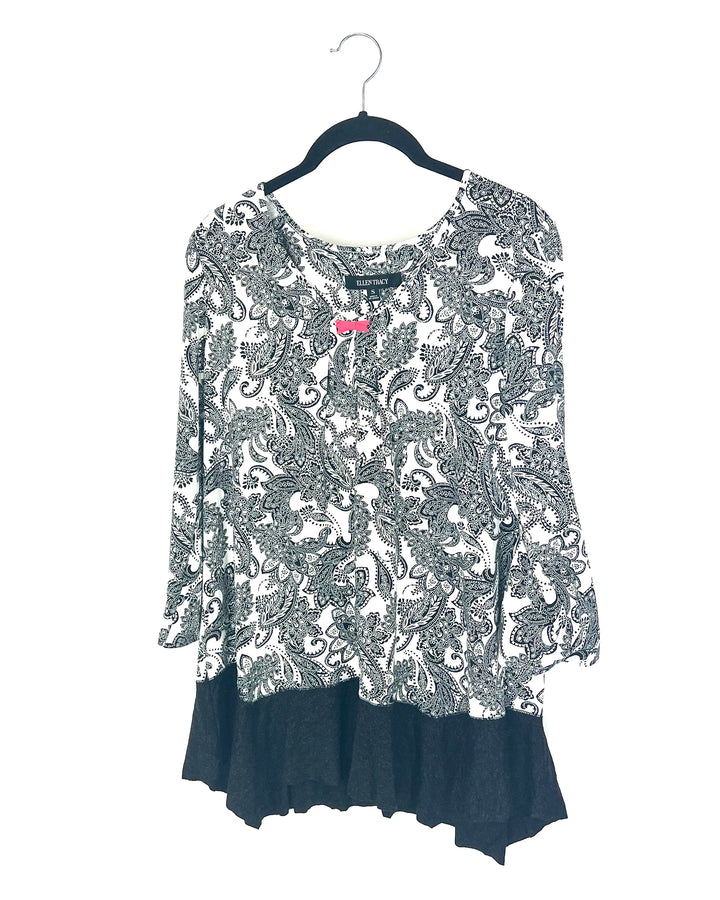 Black and White Paisley Print Sleep Top - Size 4-6