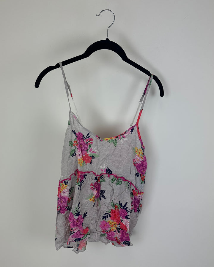 Sleeveless Grey Floral Top - Size 2/4